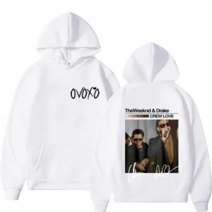 Drake Crew Love Print 90s Retro Graphic Hoodie